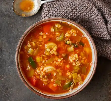 Winter Vegetable and Lentil Soup, winter caravan recipes, winter lodge recipes, winter holiday self catering recipes