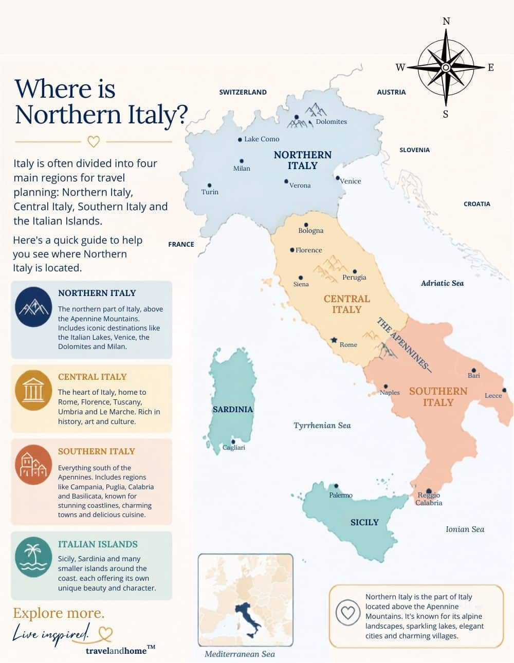 northern italy map, What part of Italy is northern Italy, What cities are in northern Italy