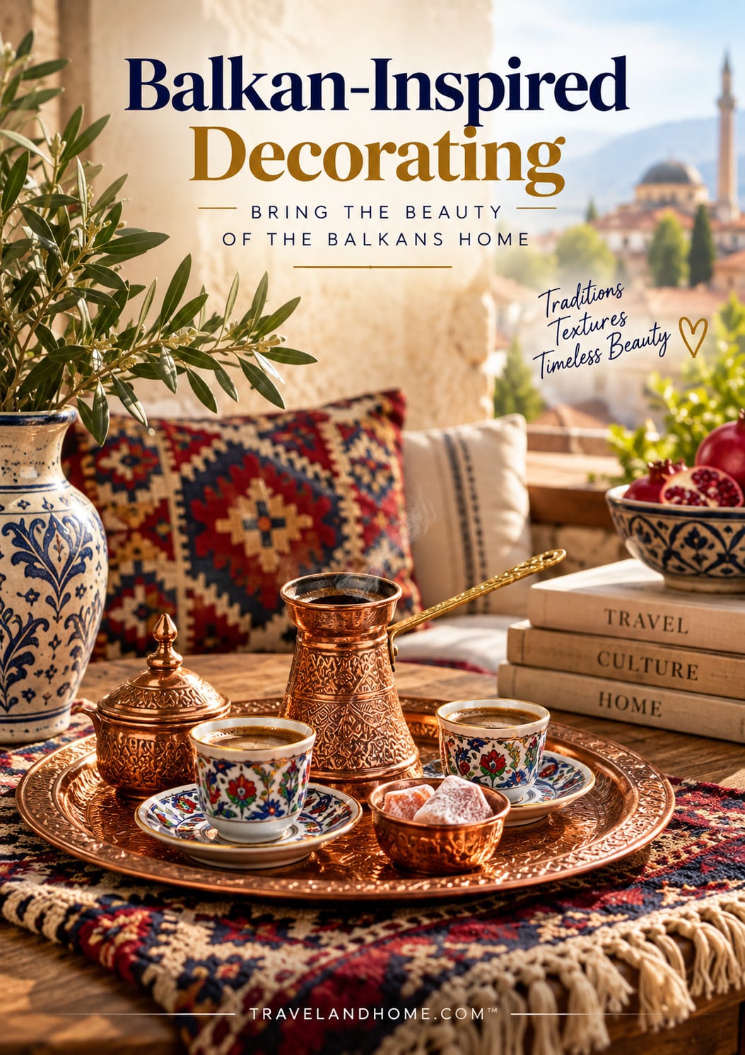 Balkan inspired decorating with copperware, textiles and traditional crafts