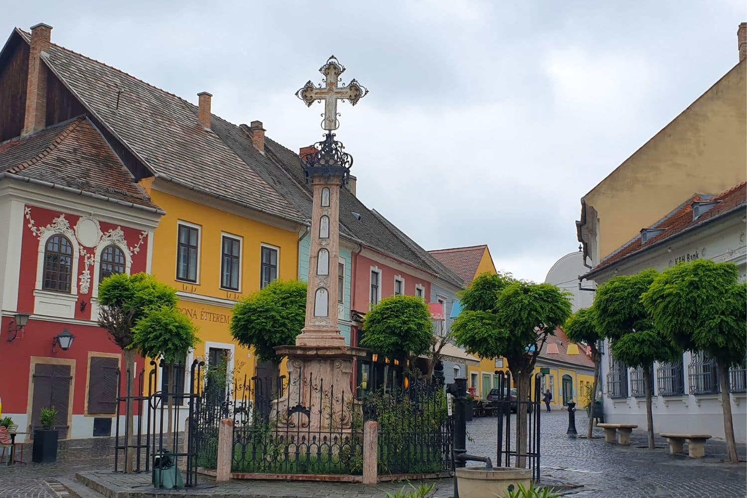 Szentendre main square with monument