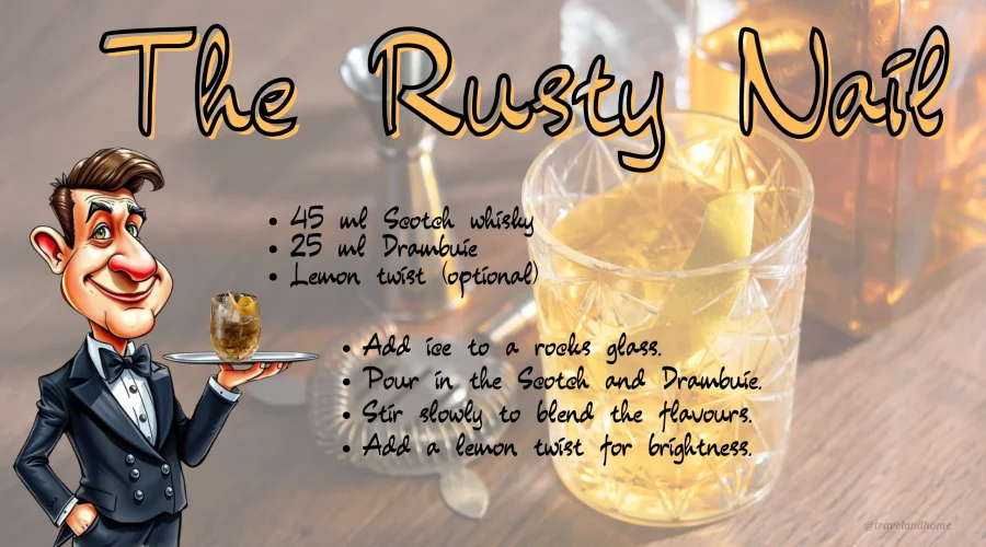 How to make Traditional Scottish cocktails, The Rusty Nail, recipe card