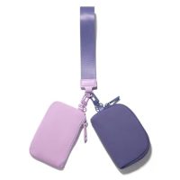 Mini Zip Around Keychain Wristlet Wallets Small Portable Dual Pounch Wristlet Detachable Coin Purse Pocket Gifts for Women Travel Sports Outdoors Lavender+Purple
